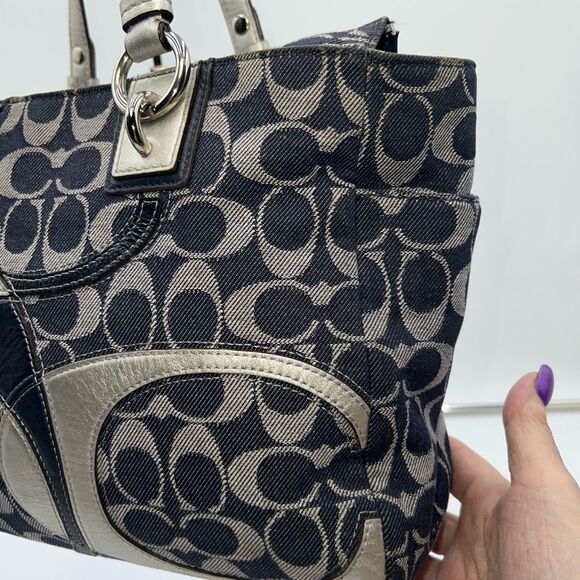 Coach Denim and Leather Signature Tote (no hang tag) - Picture 5 of 13